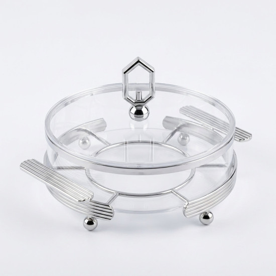 Acrylic & Metal Round Serving Platter Small